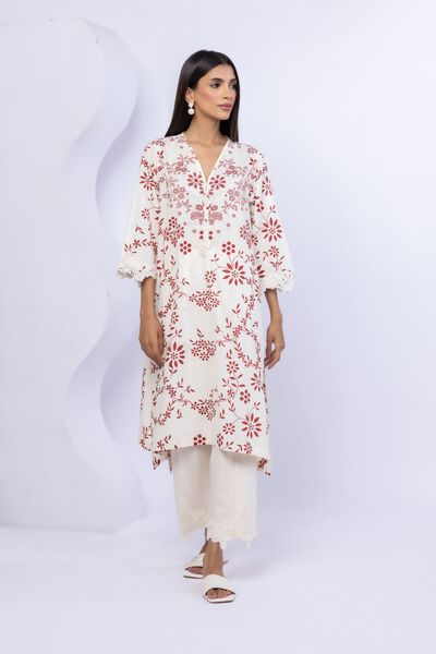 Embroidered | Crosshatch Poplin | Pants | AED 80.00