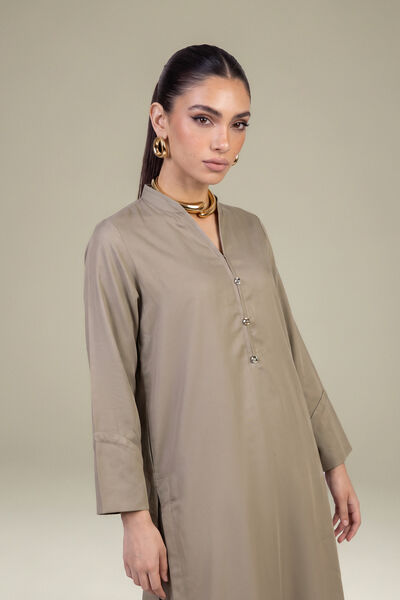 Dyed | Raw Silk | Solid Beige Kurta | AED 150.00