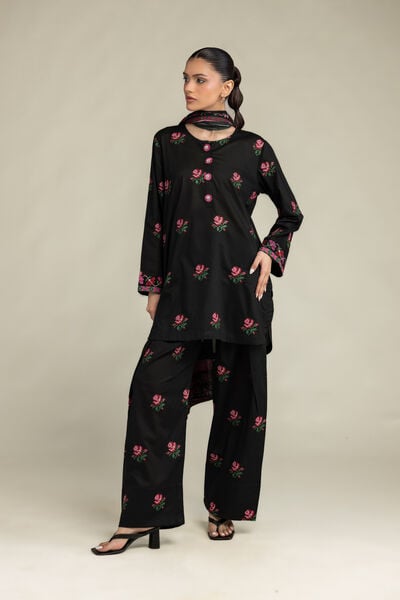 Embroidered | Cambric | Black Cambric Kurta | AED 200.00