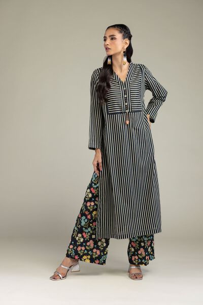 Printed | Cambric | Black Floral Pants | AED 80.00