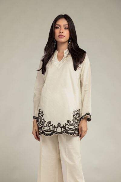 Embroidered | Cotton Dobby | Cotton V-Neck Kurta | AED 180.00