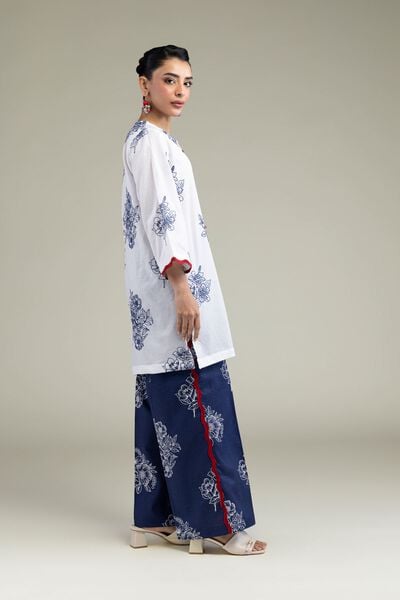 Embroidered | Cotton Dobby | Floral Navy Pants | AED 80.00