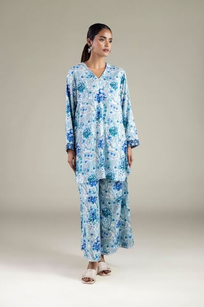Embroidered | Viscose | Relaxed Floral Pants | AED 130.00