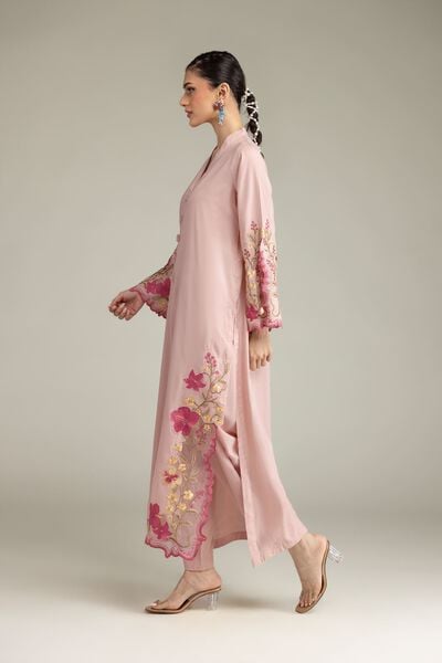 Embroidered | Raw Silk | Pink Silk Shalwar | AED 45.00