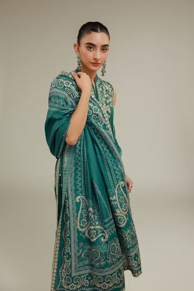 Embroidered | Polyester Silk | Geometric Draped Dupatta | AED 90.00