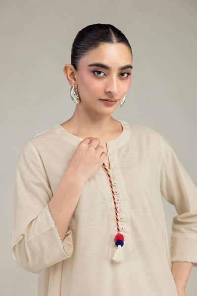 Embroidered | Textured Cotton Viscose | Short Cotton Kurta  | AED 150.00