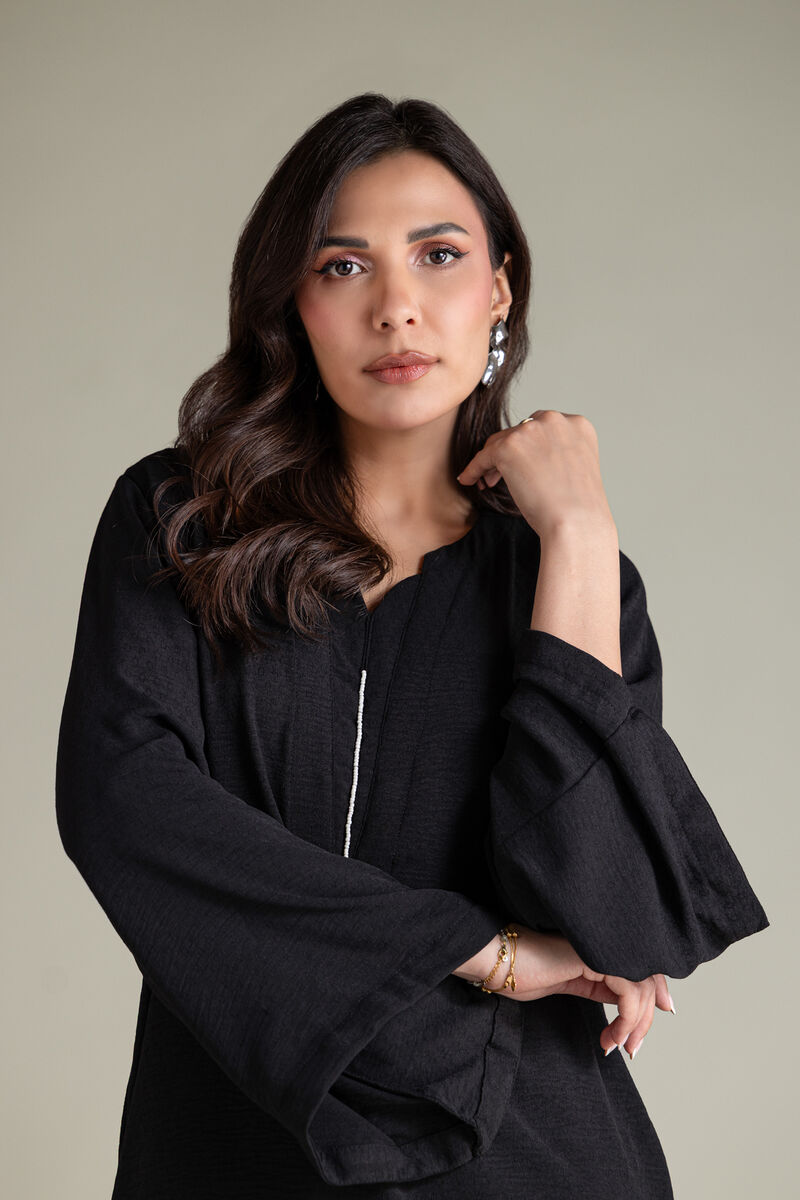 Dyed | Textured Georgette | Solid Black Kurta | AED 180.00