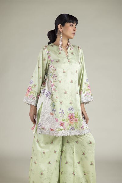 Embroidered | Satin | Tailored 2 Piece | Top and Bottom | AED 230.00