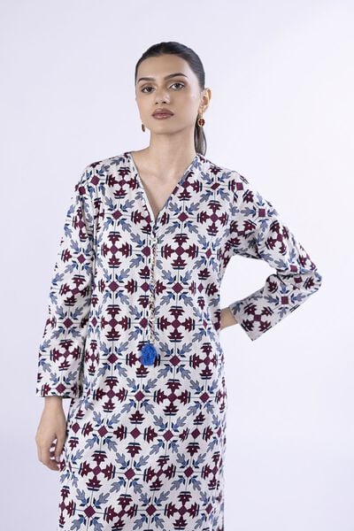 Printed | Crosshatch Poplin | Kurta | AED 100.00