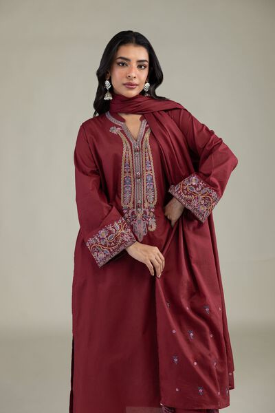 Embroidered | Lawn | Maroon Lawn Dupatta | AED 150.00