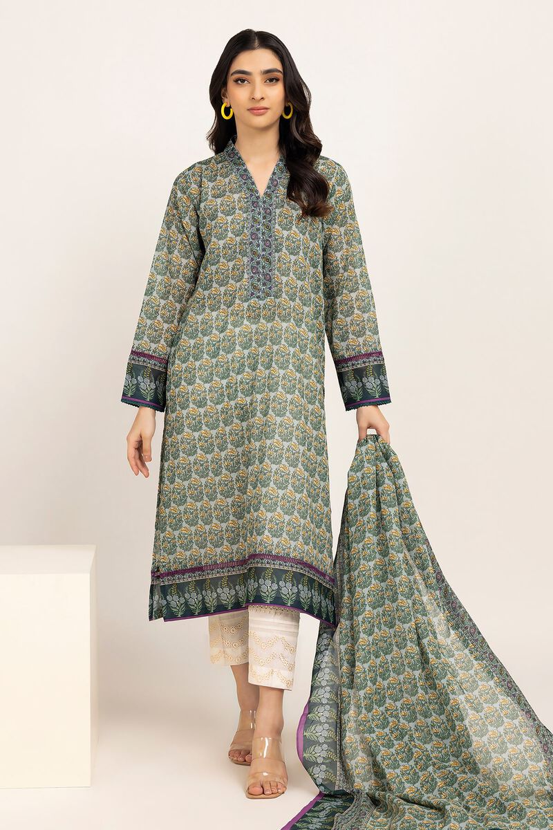 Fabrics 2 Piece | Top Dupatta, GREEN, hi-res image number null