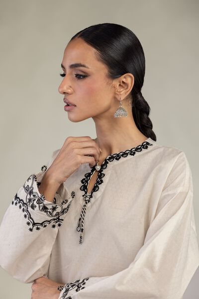 Embroidered | Cotton Dobby | Floral Short Kurta | AED 180.00