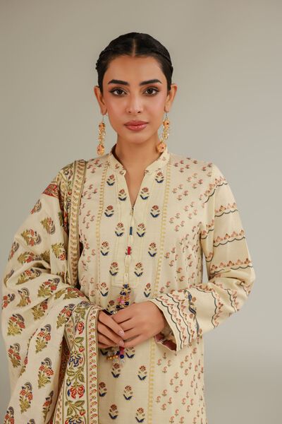 Printed | Raw Silk | 3 Piece Co-ord Set | AED 144.00