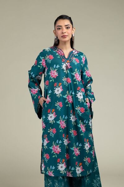 Printed | Cotton Dobby | Floral Longline Kurta | AED 150.00