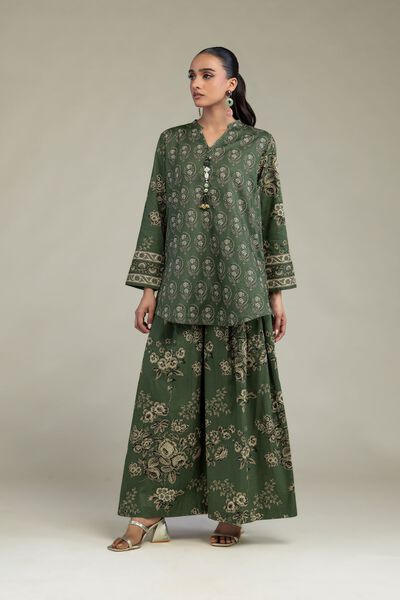 Printed | Cambric | Green Floral Pants | AED 130.00