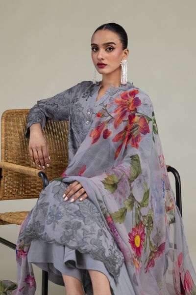 Embroidered | Chiffon | Floral Chiffon Dupatta | AED 130.00