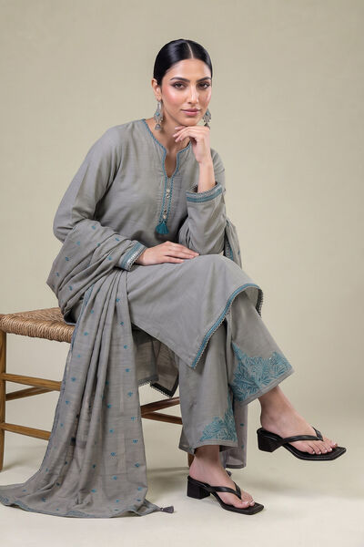 Embroidered | Light Khaddar | Gray Khaddar Dupatta | AED 150.00