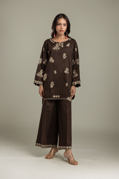 Embroidered | Textured Cotton | Pants | AED 130.00