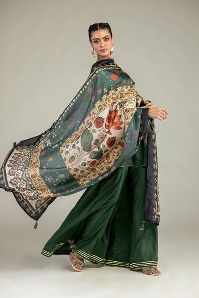 Printed | Polyester Silk | Silk Floral Dupatta | AED 30.00