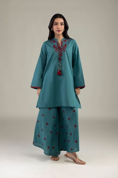 Embroidered | Cambric | Floral Cambric Pants | AED 100.00