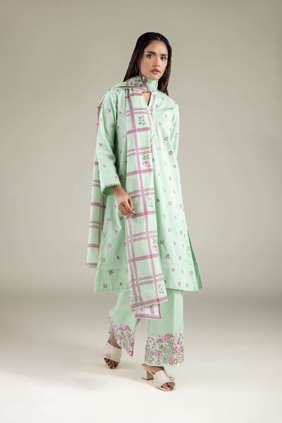 Embroidered | Cotton Dobby | Floral Relaxed Pants | AED 130.00