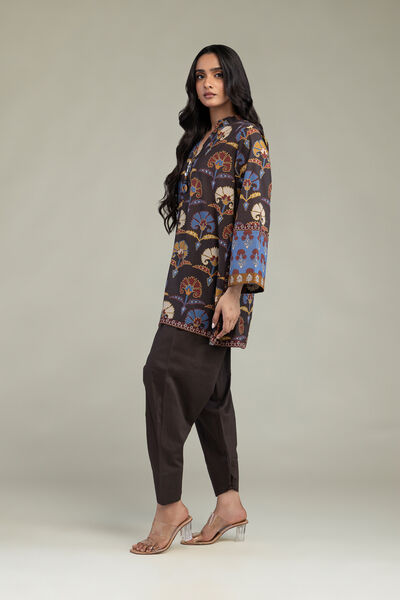 Printed | Cambric | Brown Cambric Shalwar | AED 130.00
