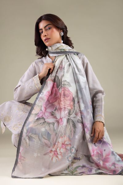 Embroidered | Polyester Silk | Floral Draped Dupatta | AED 65.00