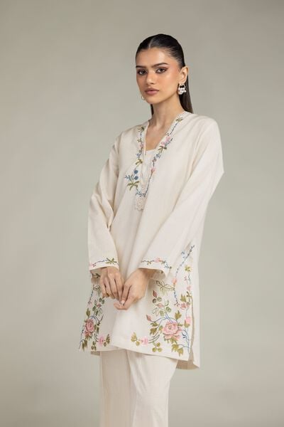 Embroidered | Cotton Dobby | Cotton V-Neck Kurta | AED 180.00