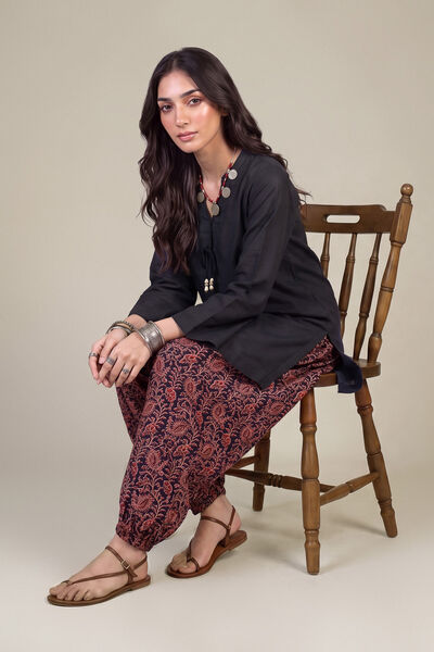 Printed | Light Khaddar | Short Black Kurta | AED 150.00