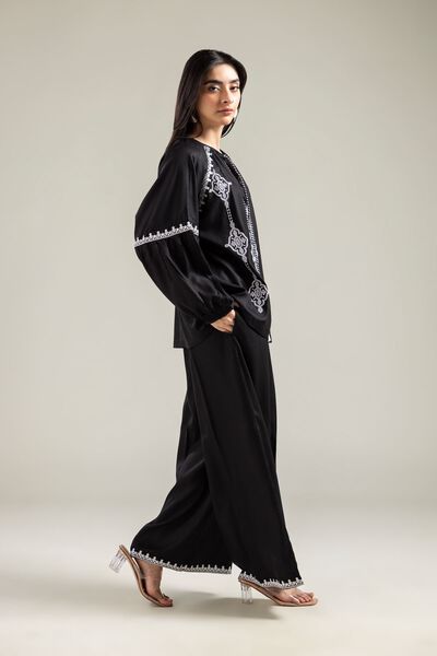 Embroidered | Viscose Crepe | Trousers | AED 50.00