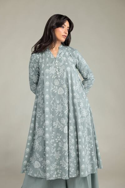 Cambric | Gray Longline Kurta | AED 200.00