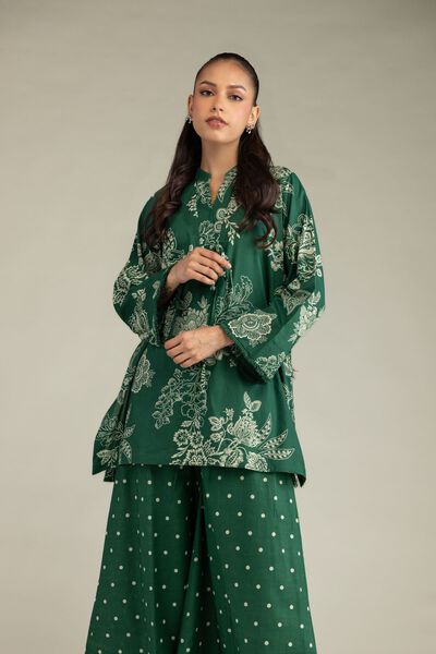 Printed | Cambric | Green Cambric Kurta | AED 130.00