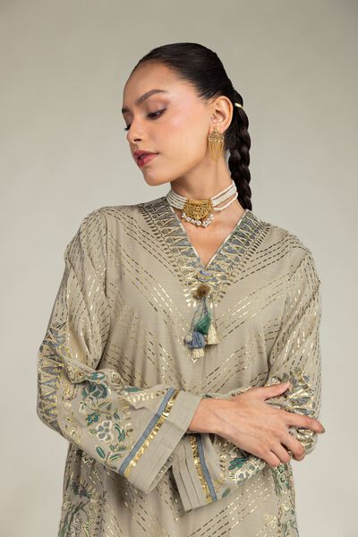 Embroidered | Raw Silk | Floral Co-ords Set | AED 159.00