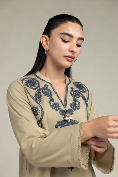 Embroidered | Cambric | Cambric V-Neck Kurta | AED 60.00