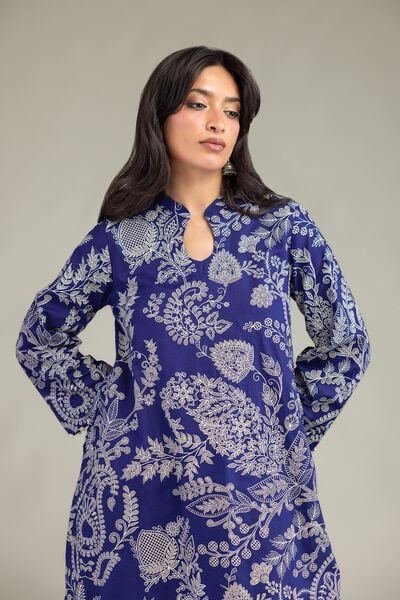 Cambric | Floral Navy Kurta | AED 200.00