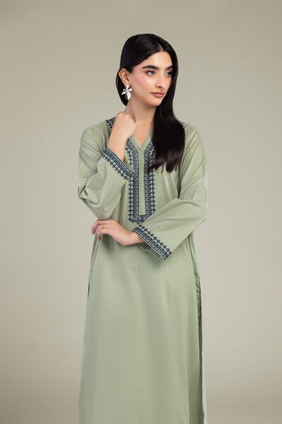 Embroidered | Cambric | Long Mint Kurta | AED 150.00