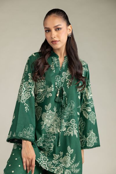 Printed | Cambric | Green Cambric Kurta | AED 130.00