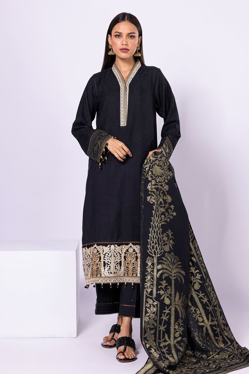 Embroidered | Cotton Satin Jacquard | Fabrics 3 Piece | null