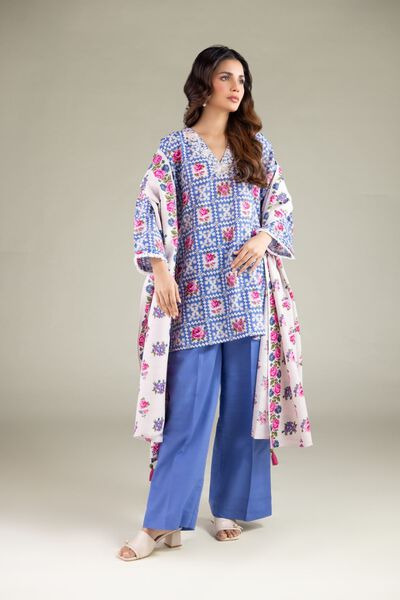 Embroidered | Textured Cotton | Spring Relaxed Pants | AED 80.00