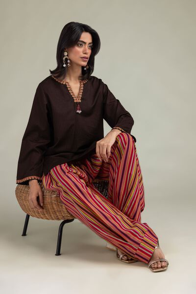 Embroidered | Cotton Dobby | V-Neck Cotton Kurta | AED 150.00