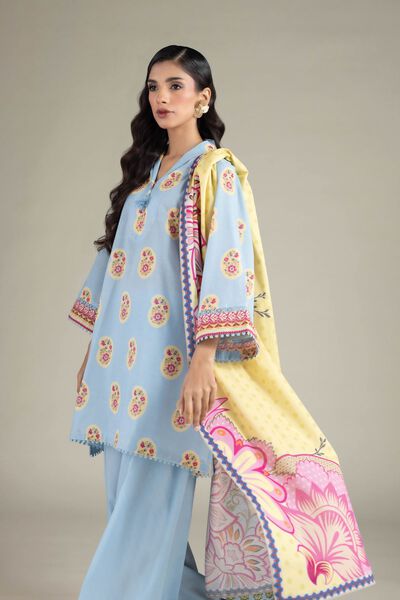 Printed | Cambric | Tailored 3-Piece Set | AED 75.00
