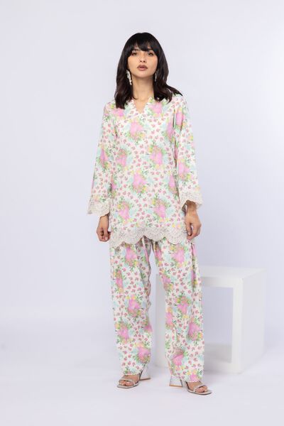 Printed | Crosshatch Raw Silk | Pants | AED 36.00