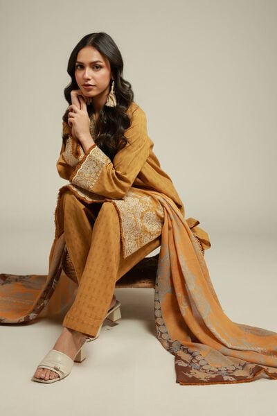 Embroidered | Dobby | Tailored 3-Piece Set | AED 350.00