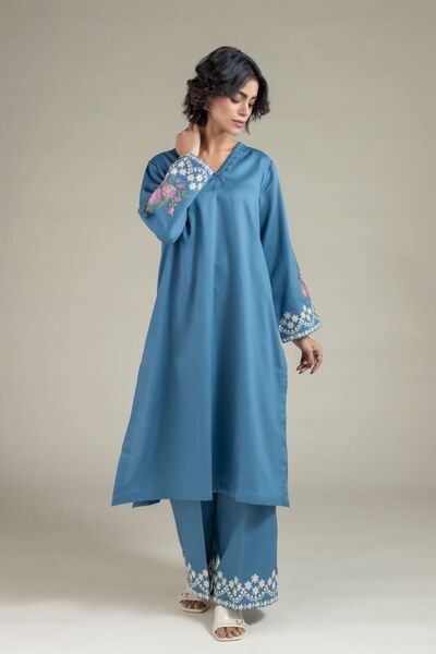 Embroidered | Textured Cotton | Pants | AED 80.00