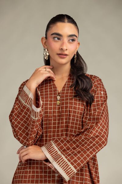 Printed | Cambric | Cambric V-Neck Kurta | AED 150.00