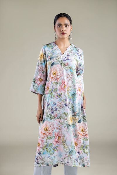 Embroidered | Viscose | Long Floral Kurta | AED 130.00