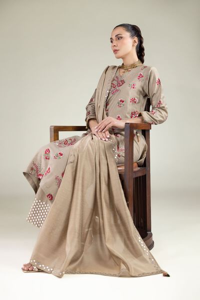 Embroidered | Raw Silk | Floral Longline Kurta | AED 60.00