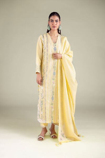 Embroidered | Mesuri | Floral Lace Pants | AED 45.00