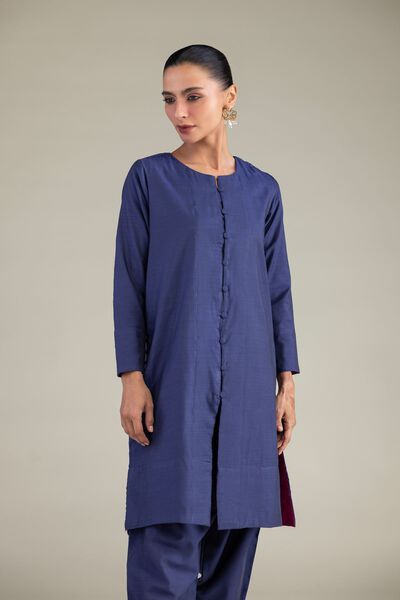 Dyed | Textured Raw Silk | Solid Navy Kurta | AED 200.00