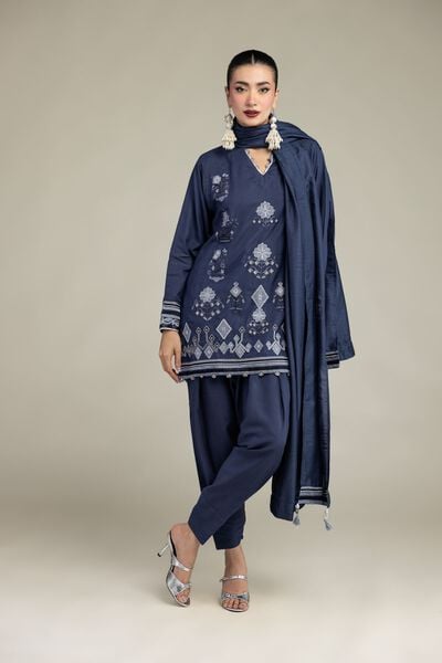 Embroidered | Raw Silk | Silk Navy Shalwar | AED 39.00